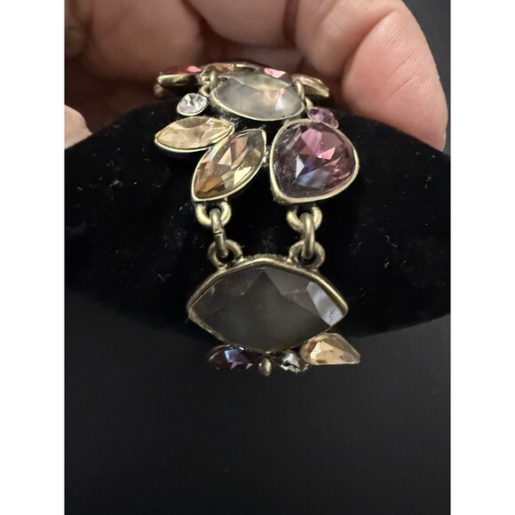 Chloe & Isabel Statement Bracelet Multi-Color Stones Floral Cluster Gold Tone - Picture 6 of 11